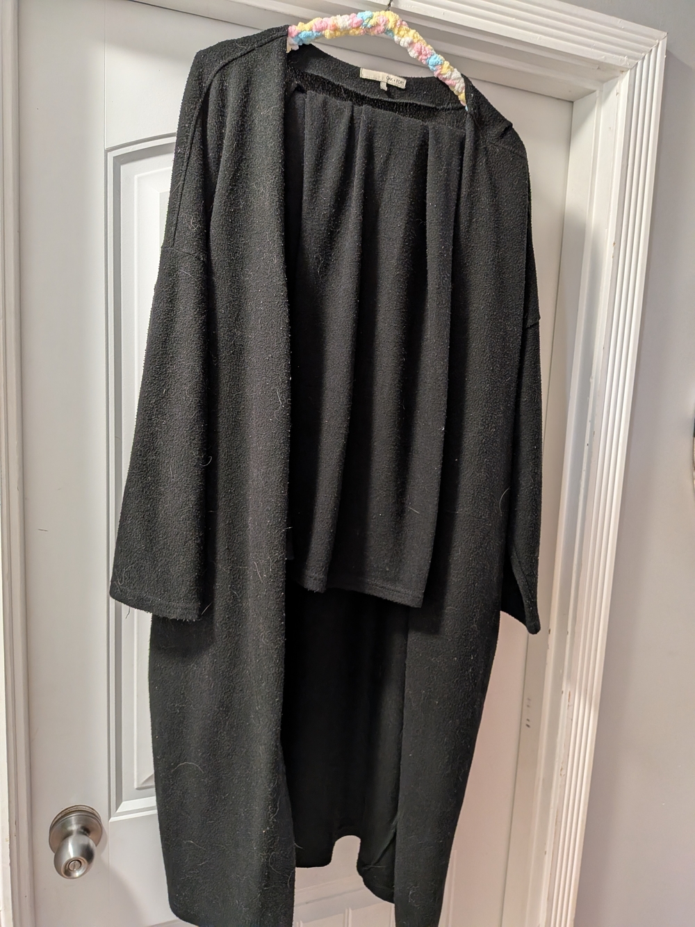 OAK + FORT Black Maxi Open-Front Cardigan and Matching Pants